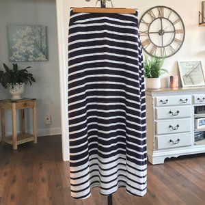 Talbots Petite Maxi Skirt | Navy Blue w/ White Stripes